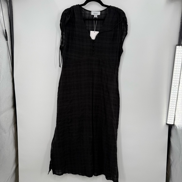 NWT Wish Australia Esmaee Black Midi Dress Sleeveless Sheer Shirt Kaftan Small - Picture 3 of 8